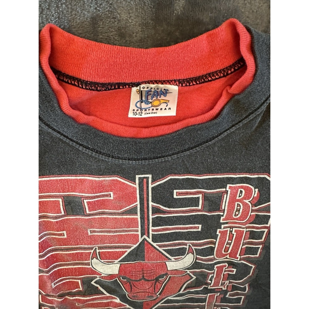 Vintage 90s NBA Chicago Bulls Color Block Kids T-Shirt Youth Medium 8 10 - Picture 7 of 7